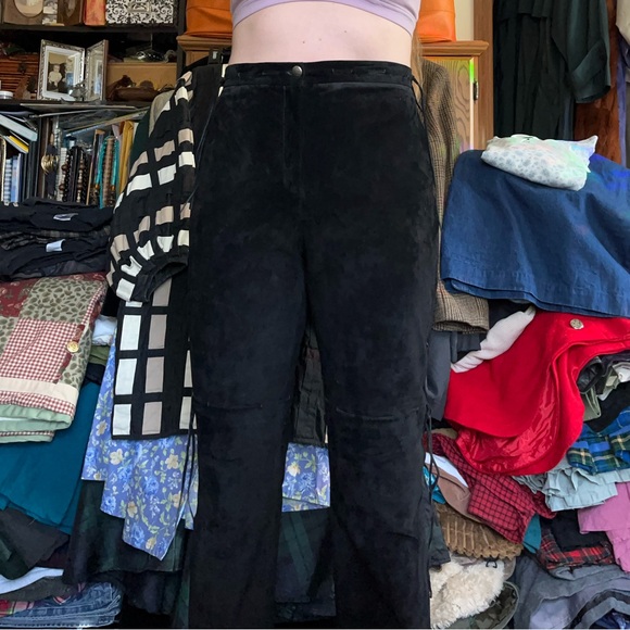 90s Lauren Ralph Lauren Leather Suede Lace-Up Pants - Picture 12 of 15